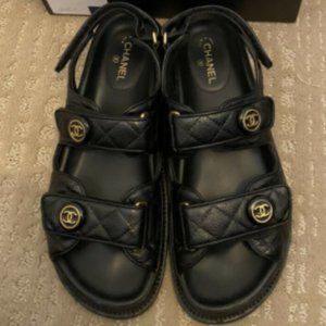 SOLD✅Chanel Black Caviar Dad Sandal